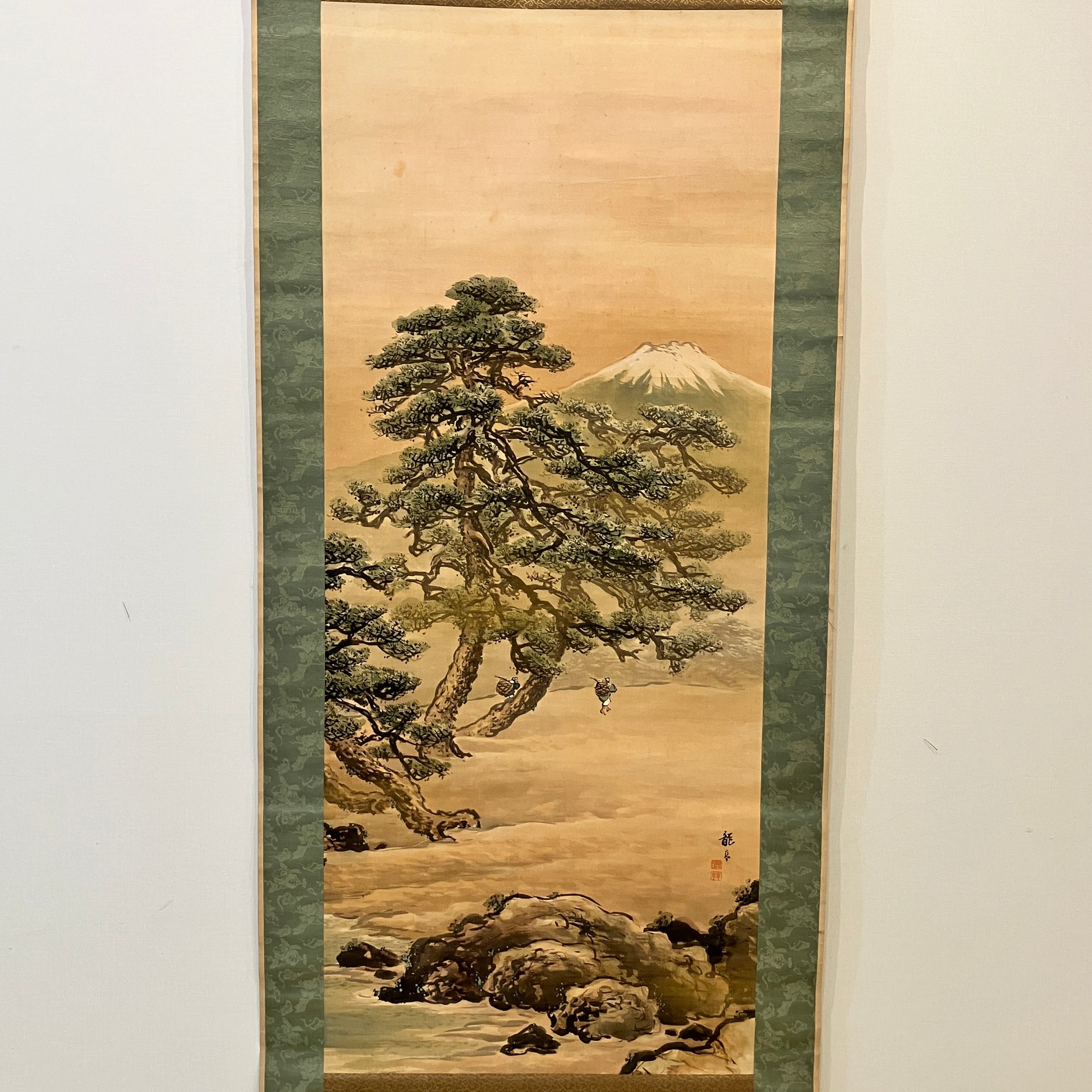 【瀑布 滝図】岸連山 973 大幅 涼し掛　掛け軸　肉筆 Yahoo!オークション -「瀑布」(日本画) (絵画)の落札相場・落札価格